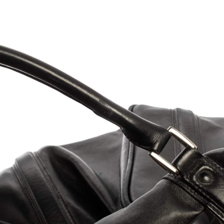 Pre Owned Montblanc Black Leather Weekender Duffel Bag