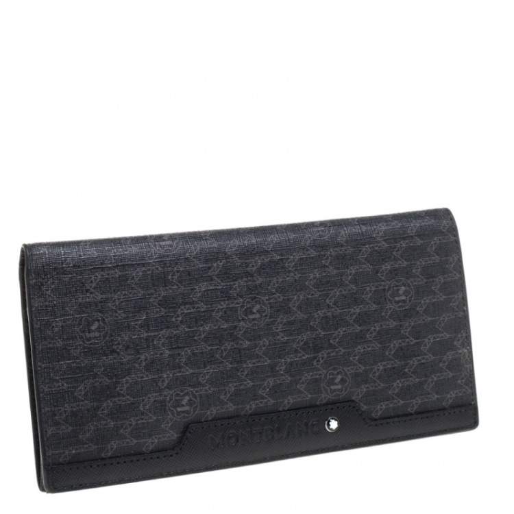 مملوكة مسبقًا Montblanc Black Coated Canvas and Leather Signature Continental Wallet