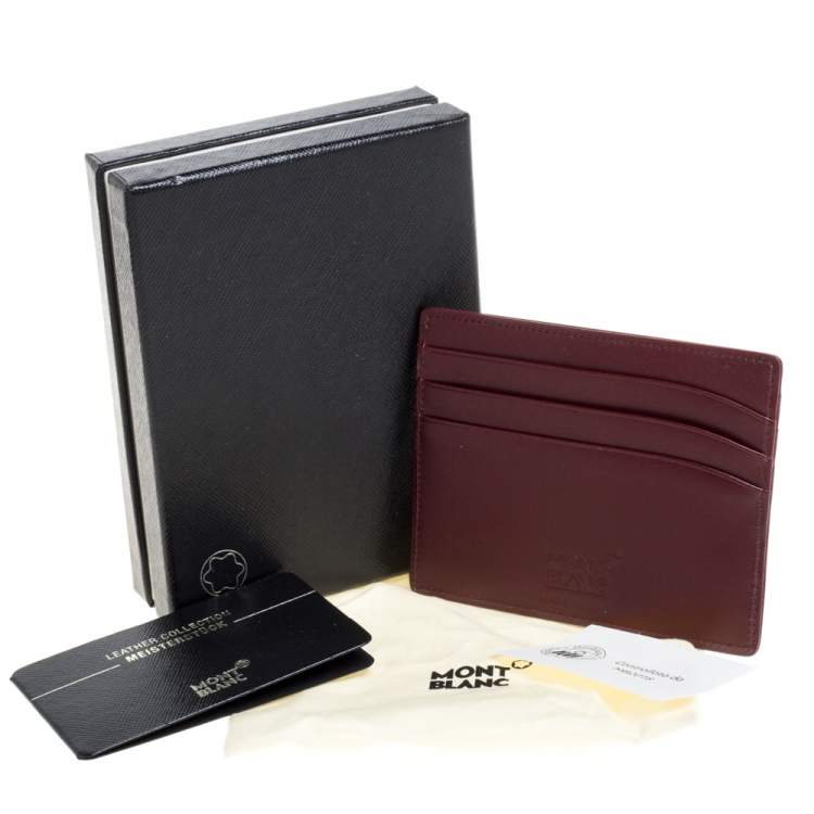 Pre Owned Montblanc Maroon Leather Meisterstück 6CC Card Holder 