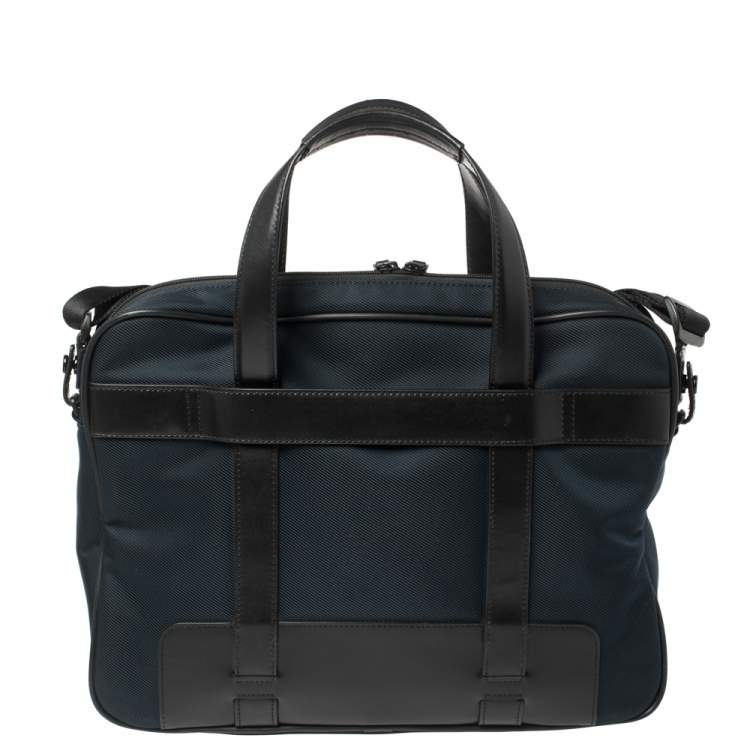 Pre Owned Montblanc Blue/Black Nylon and Leather Nightflight Document Case