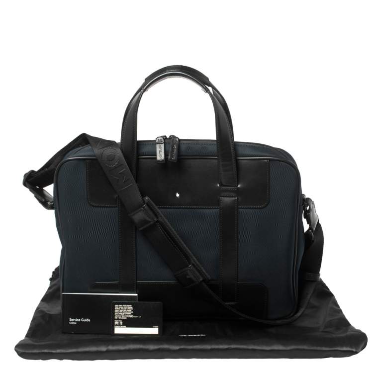 Pre Owned Montblanc Blue/Black Nylon and Leather Nightflight Document Case