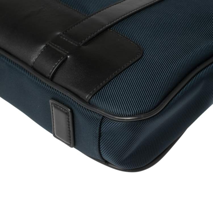 Pre Owned Montblanc Blue/Black Nylon and Leather Nightflight Document Case