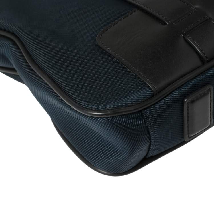 Pre Owned Montblanc Blue/Black Nylon and Leather Nightflight Document Case