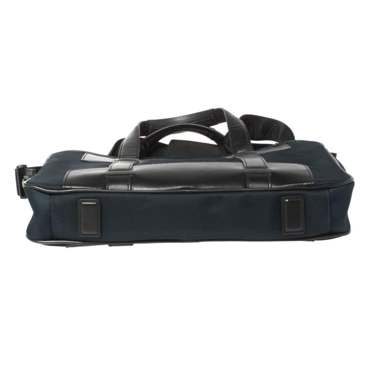 Pre Owned Montblanc Blue/Black Nylon and Leather Nightflight Document Case