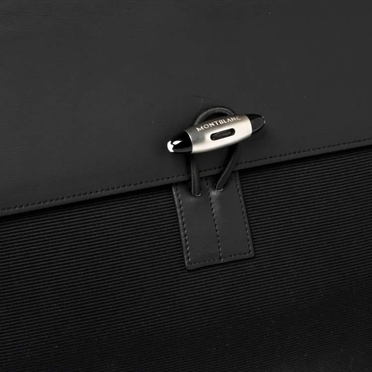 Pre Owned Montblanc Black Fabric and Leather Double Gusset Nightflight Briefcase