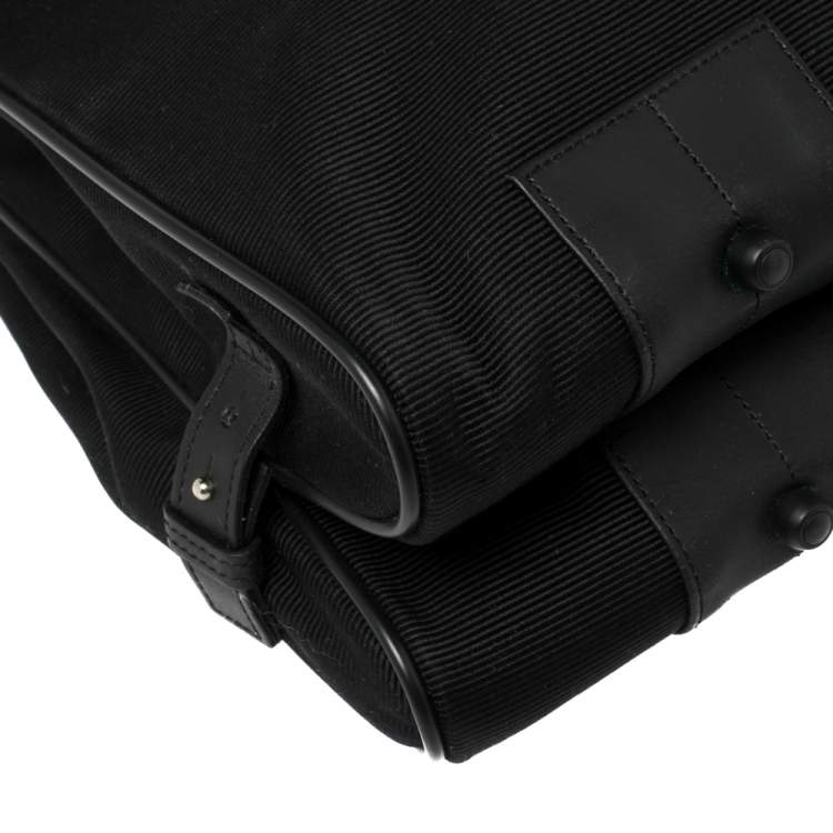 Pre Owned Montblanc Black Fabric and Leather Double Gusset Nightflight Briefcase
