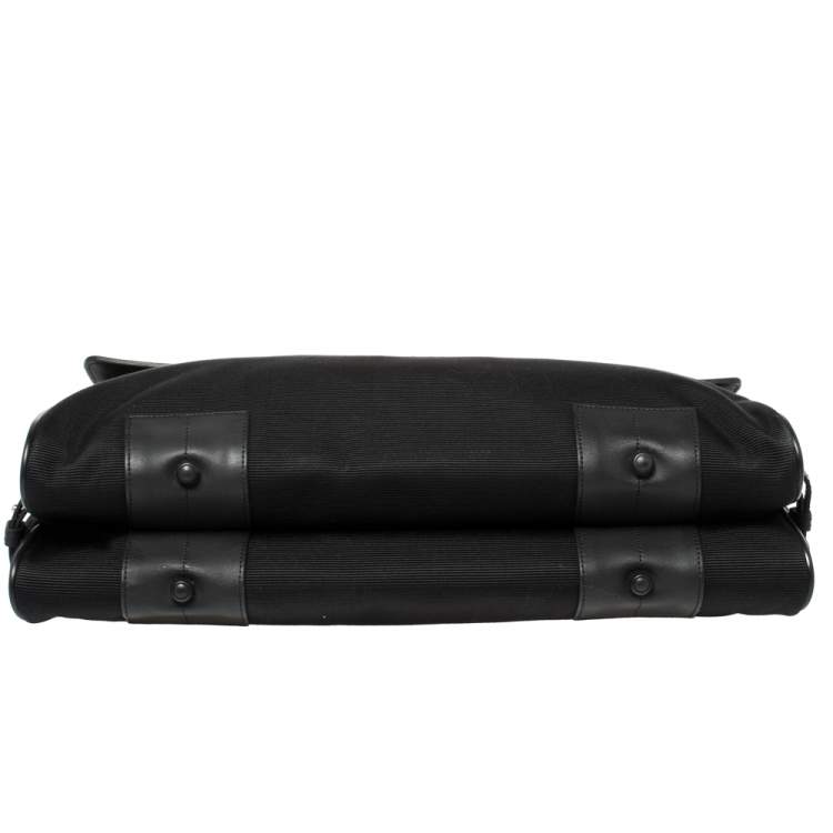 Pre Owned Montblanc Black Fabric and Leather Double Gusset Nightflight Briefcase