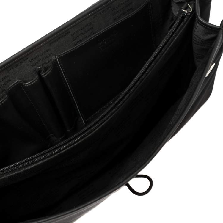 Pre Owned Montblanc Black Fabric and Leather Double Gusset Nightflight Briefcase