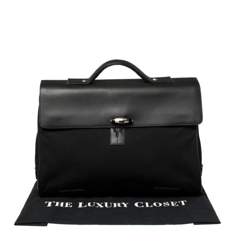 Pre Owned Montblanc Black Fabric and Leather Double Gusset Nightflight Briefcase