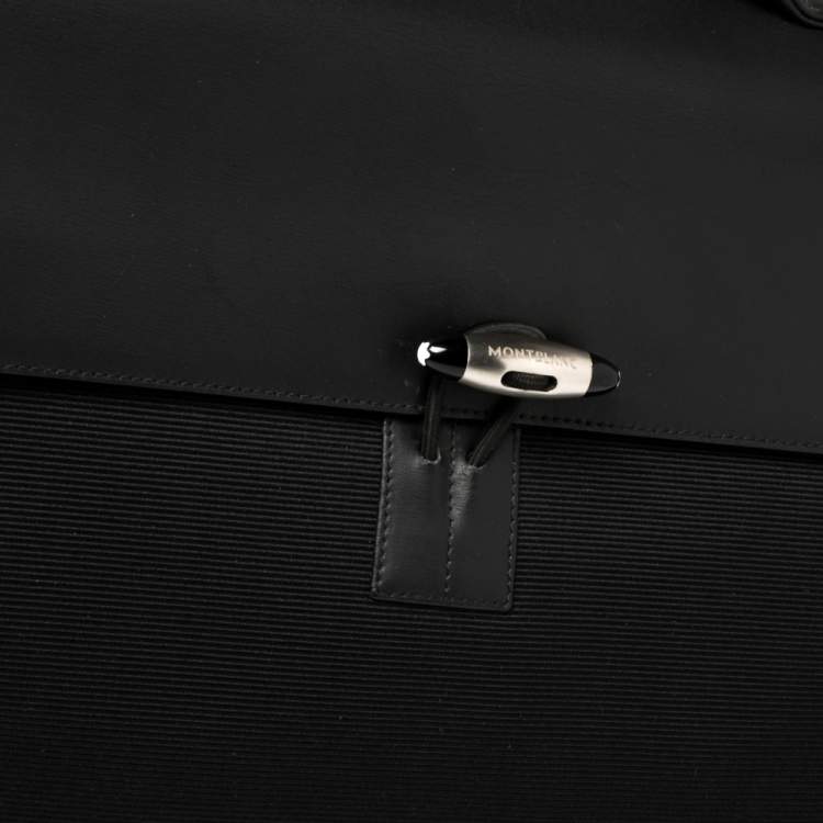 Pre Owned Montblanc Black Fabric and Leather Double Gusset Nightflight Briefcase