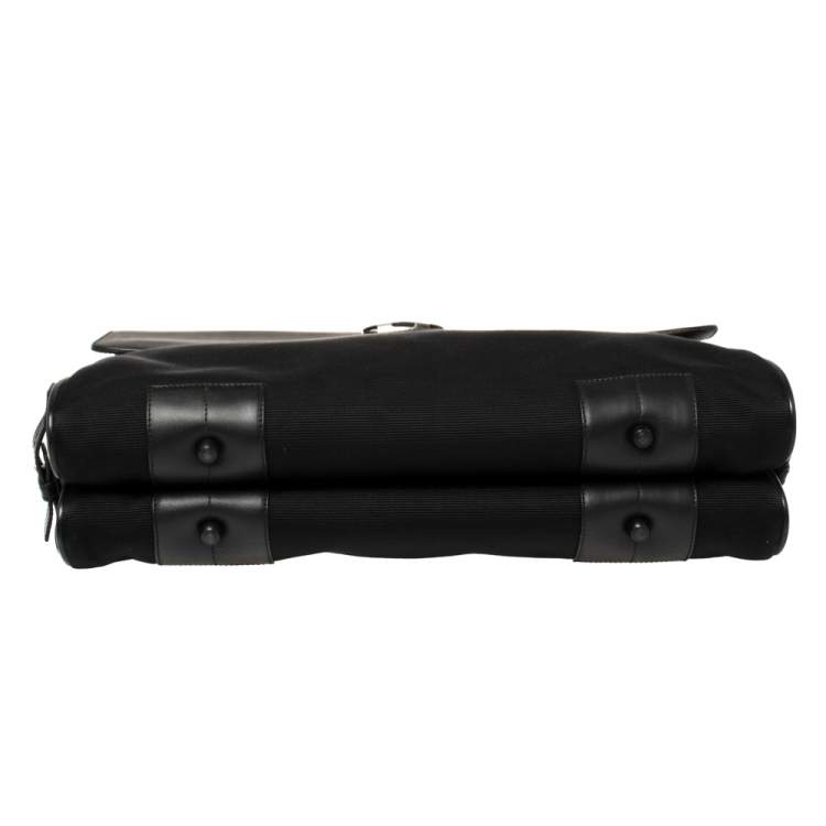 Pre Owned Montblanc Black Fabric and Leather Double Gusset Nightflight Briefcase