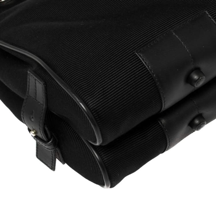 Pre Owned Montblanc Black Fabric and Leather Double Gusset Nightflight Briefcase