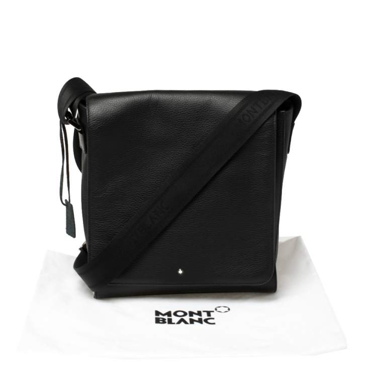 Pre Owned Montblanc Black Leather Meisterstuck North South Messenger Bag