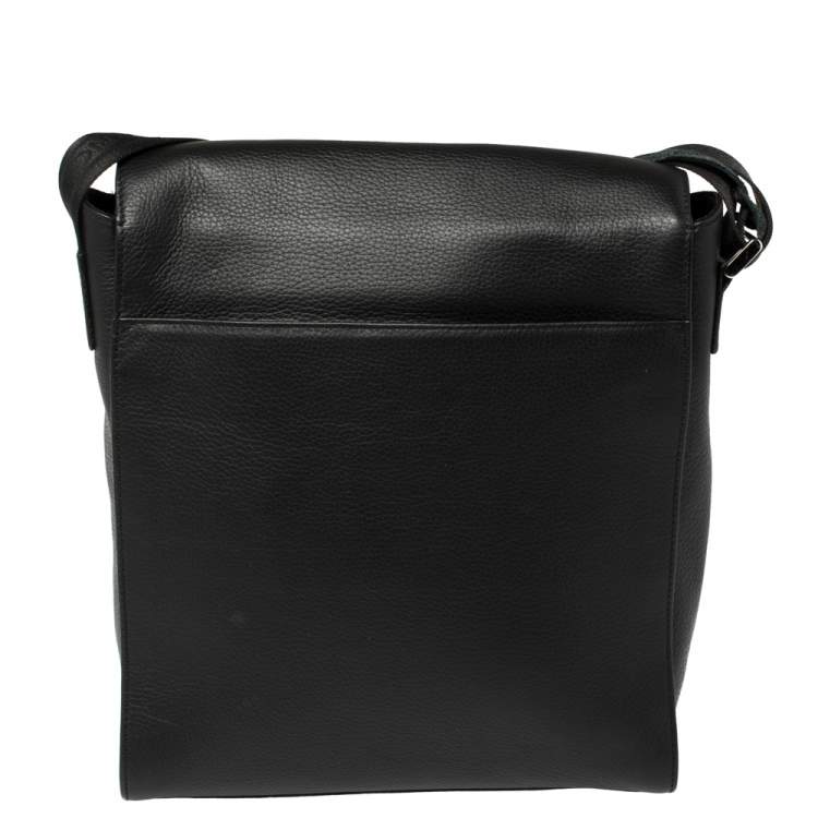 Pre Owned Montblanc Black Leather Meisterstuck North South Messenger Bag