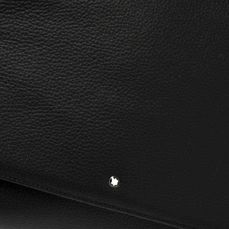 Pre Owned Montblanc Black Leather Meisterstuck North South Messenger Bag