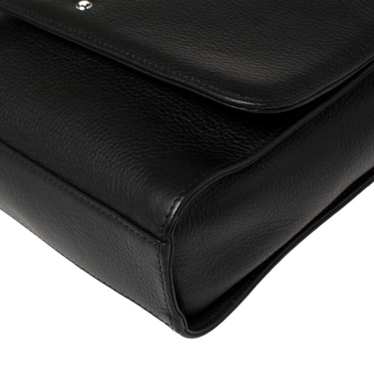 Pre Owned Montblanc Black Leather Meisterstuck North South Messenger Bag