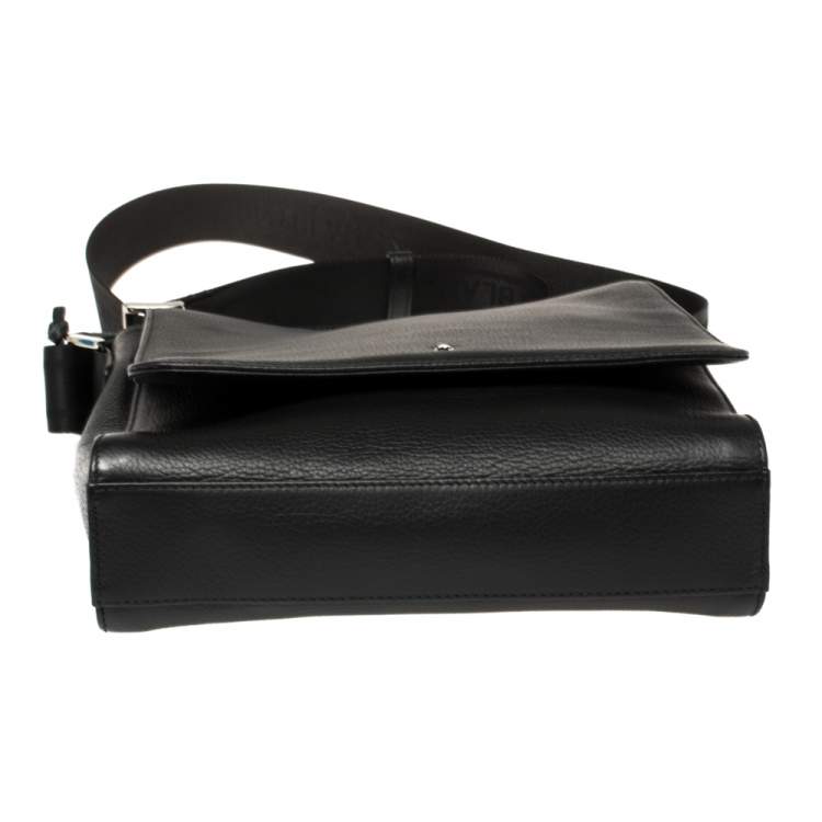 Pre Owned Montblanc Black Leather Meisterstuck North South Messenger Bag