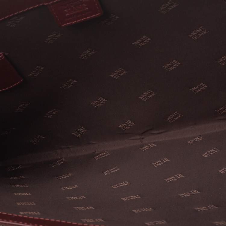 Pre Owned Montblanc Maroon Leather Meisterstuck Zip Portfolio