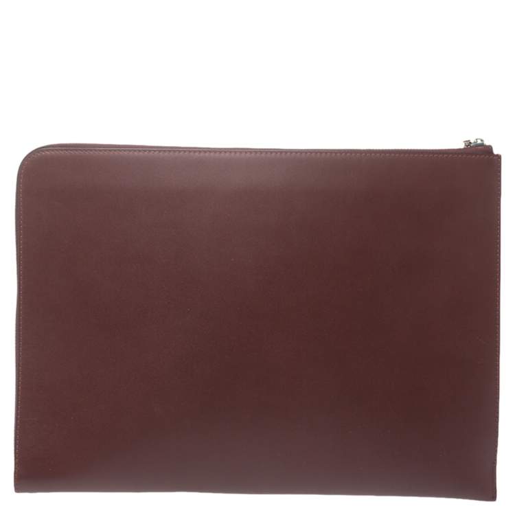 Pre Owned Montblanc Maroon Leather Meisterstuck Zip Portfolio