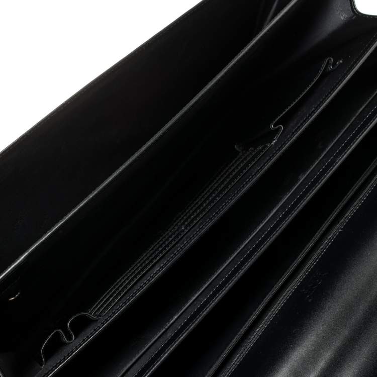 Pre Owned Montblanc Black Leather Meisterstuck Triple Gusset Briefcase
