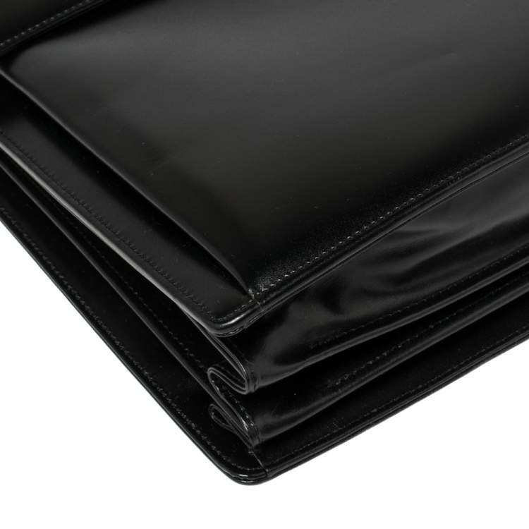 Pre Owned Montblanc Black Leather Meisterstuck Triple Gusset Briefcase