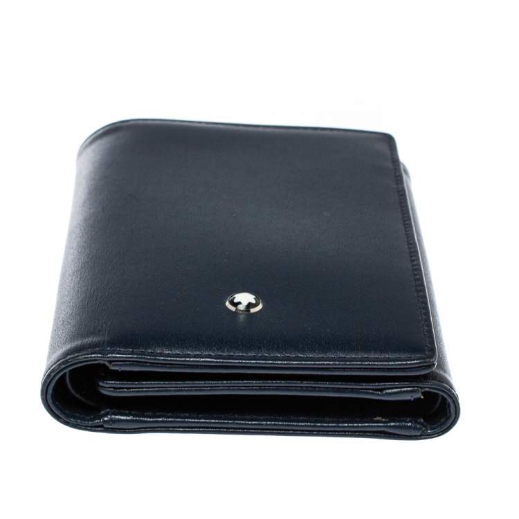 Pre Owned Montblanc Navy Blue Leather Meisterstuck Trifold Wallet