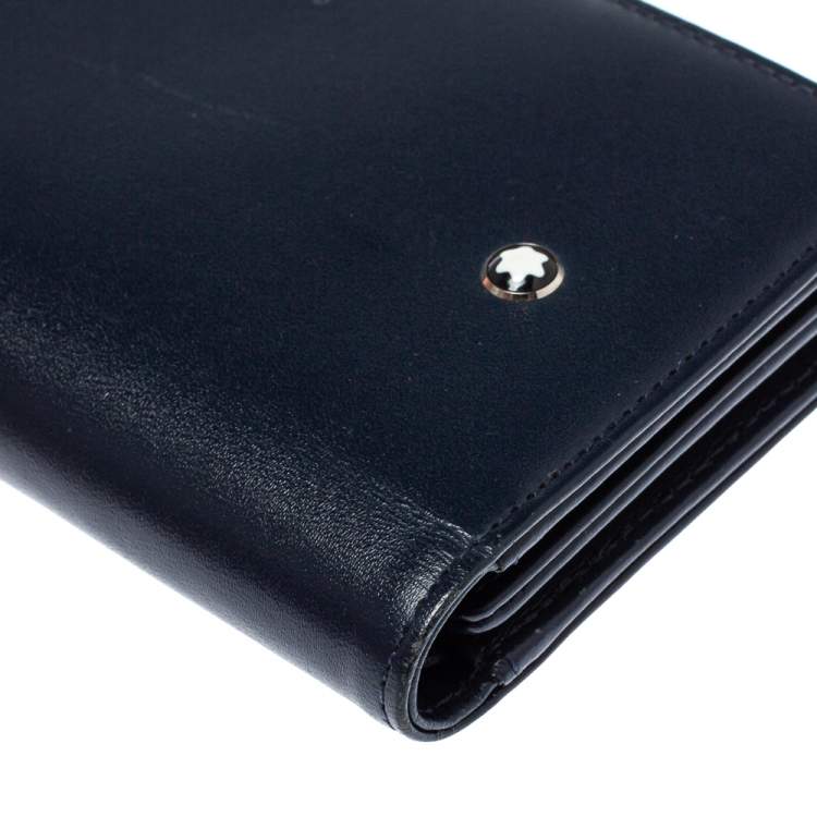 Pre Owned Montblanc Navy Blue Leather Meisterstuck Trifold Wallet