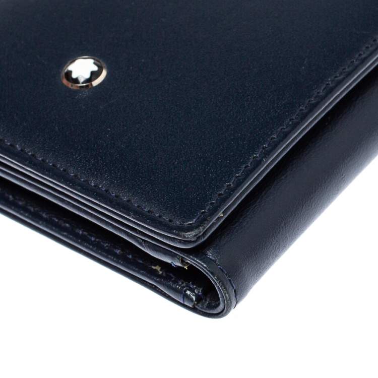 Pre Owned Montblanc Navy Blue Leather Meisterstuck Trifold Wallet
