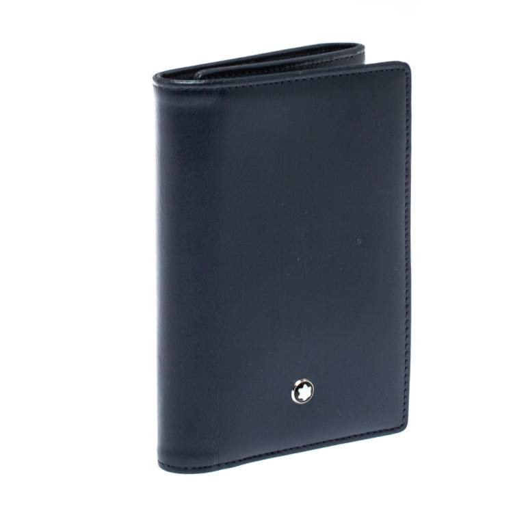 Pre Owned Montblanc Navy Blue Leather Meisterstuck Trifold Wallet