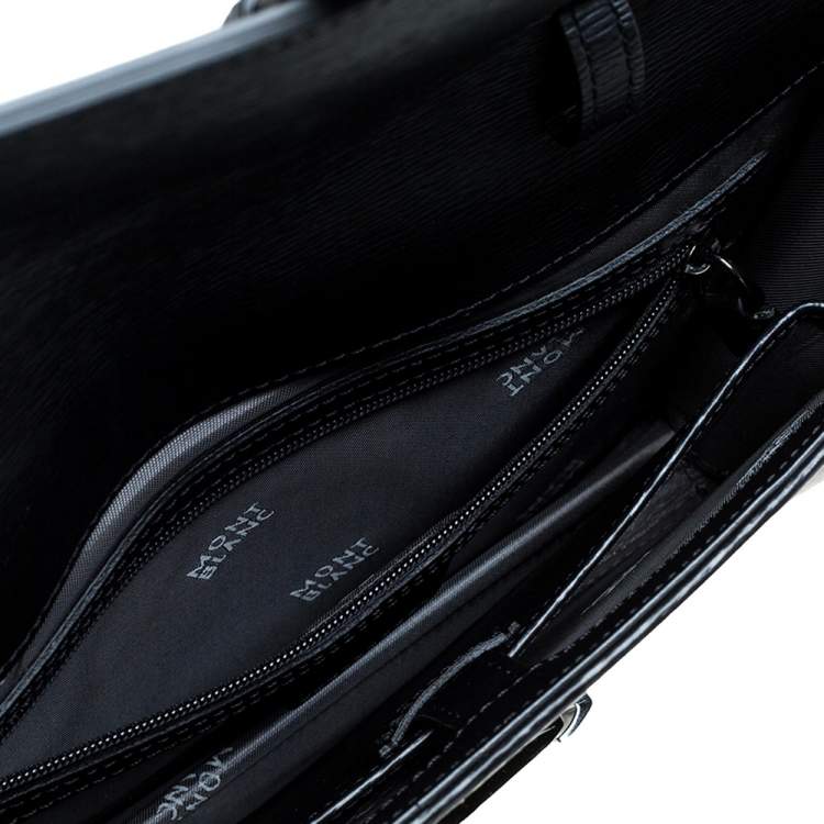 Pre Owned Montblanc Black Leather Westside Flap Wristlet Clutch