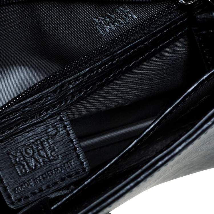 Pre Owned Montblanc Black Leather Westside Flap Wristlet Clutch