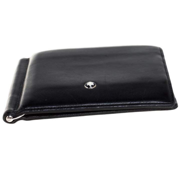 Pre Owned Montblanc Black Leather Meisterstück Money Clip Wallet 6CC