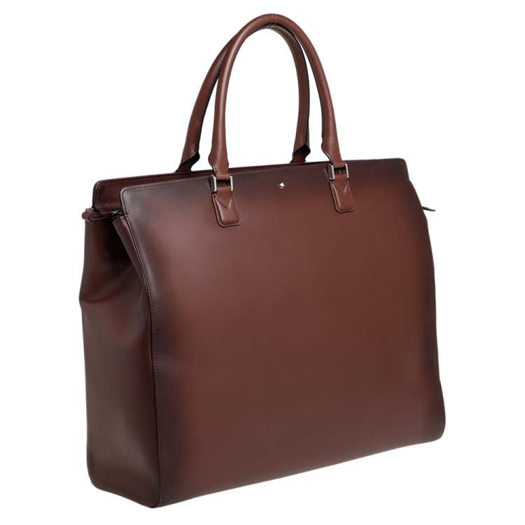 Pre Owned Montblanc Ombre Brown Leather Meisterstück Sfumato Briefcase