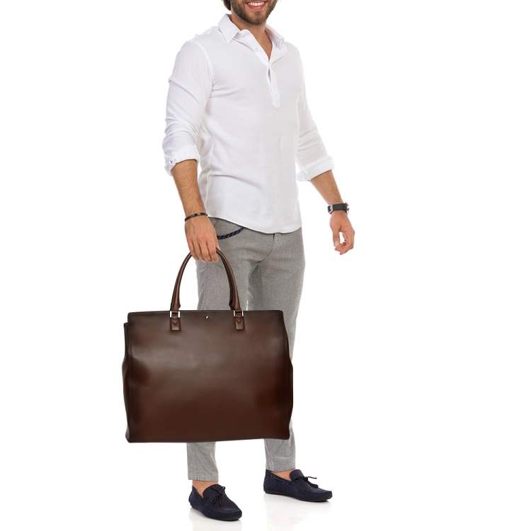 Pre Owned Montblanc Ombre Brown Leather Meisterstück Sfumato Briefcase