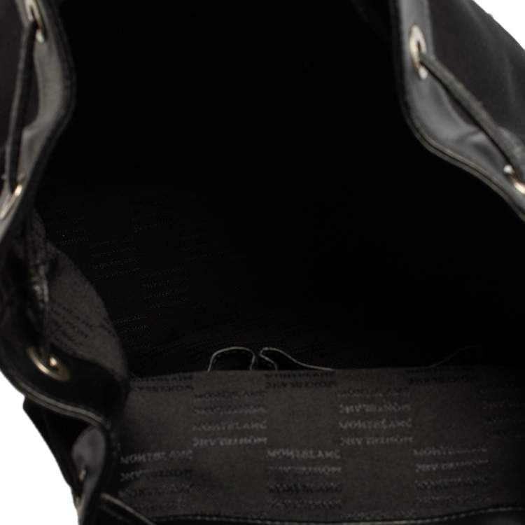 Pre Owned Montblanc Black Nylon and Leather Drawstring Flap Backpack