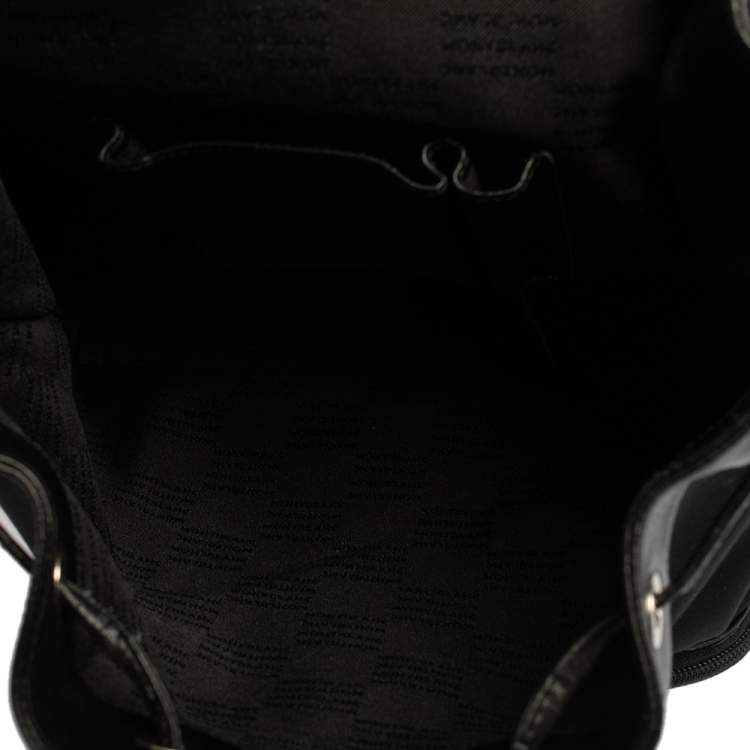Pre Owned Montblanc Black Nylon and Leather Drawstring Flap Backpack