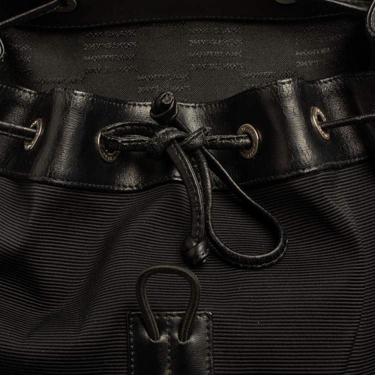 Pre Owned Montblanc Black Nylon and Leather Drawstring Flap Backpack