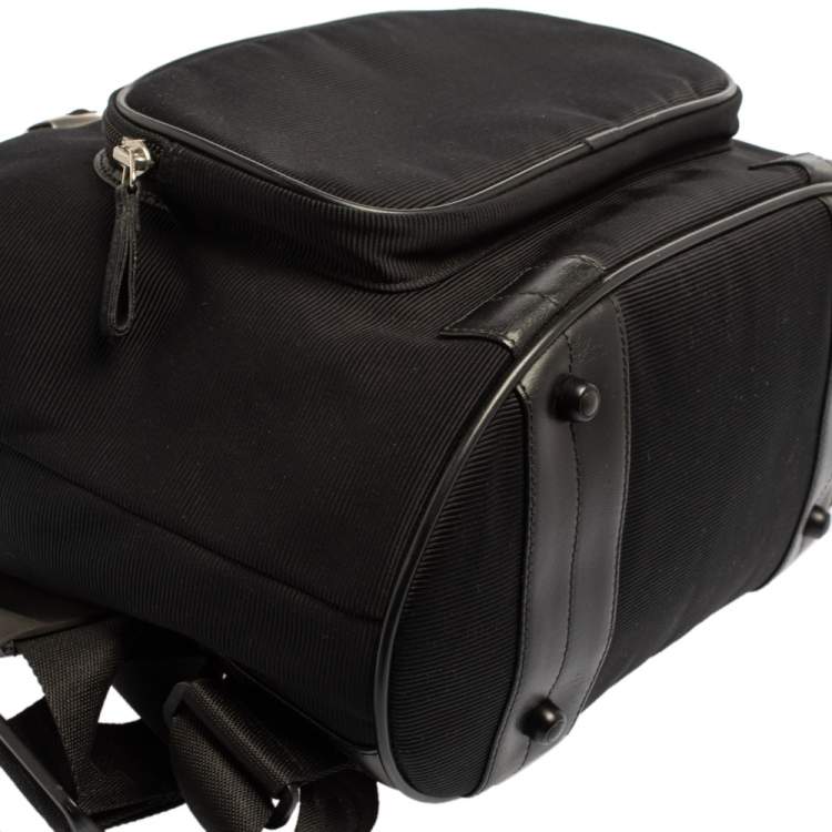Pre Owned Montblanc Black Nylon and Leather Drawstring Flap Backpack