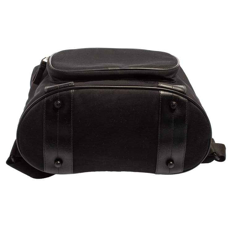 Pre Owned Montblanc Black Nylon and Leather Drawstring Flap Backpack