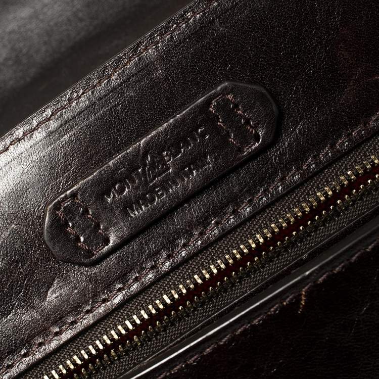 Pre Owned Montblanc Brown Leather Flap Messenger Bag