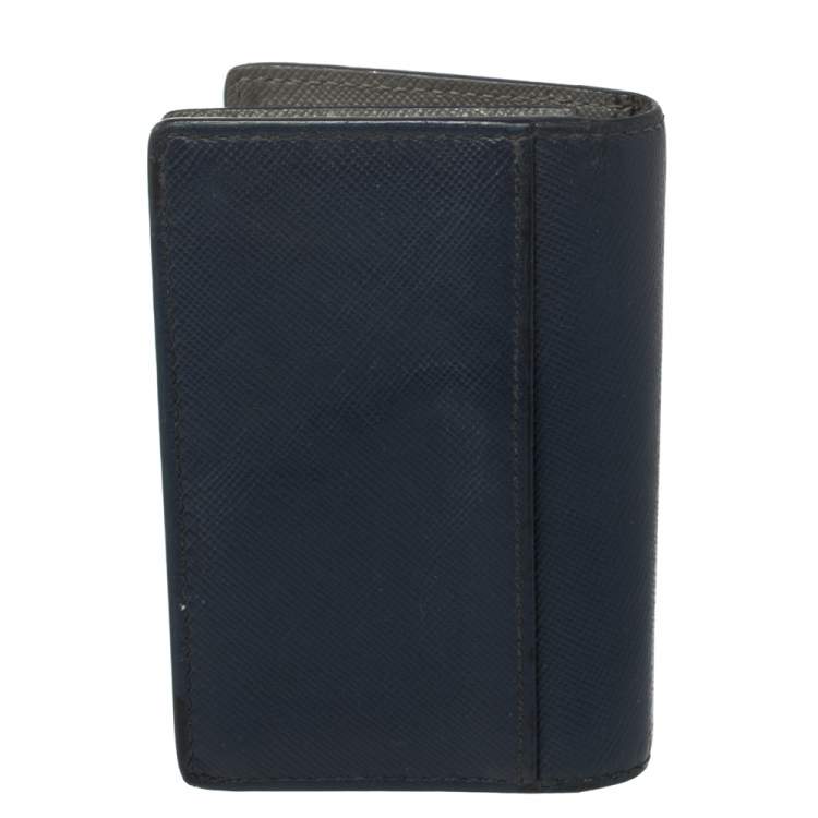 مملوكة مسبقًا Montblanc Blue/Grey Leather Meisterstück Card Holder