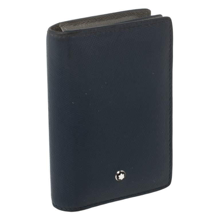 مملوكة مسبقًا Montblanc Blue/Grey Leather Meisterstück Card Holder