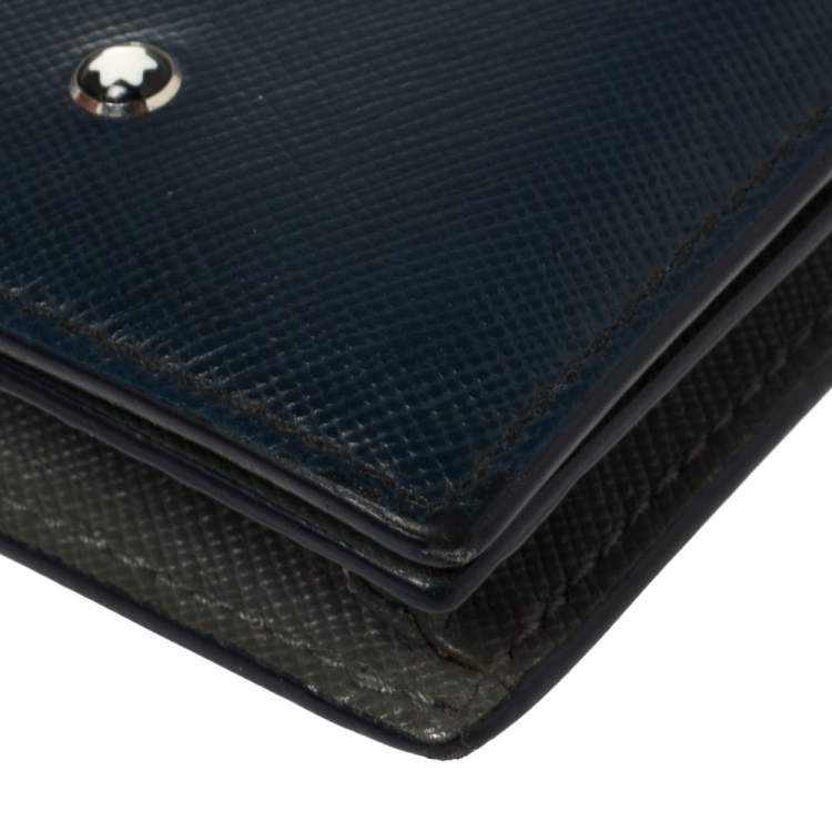 مملوكة مسبقًا Montblanc Blue/Grey Leather Meisterstück Card Holder