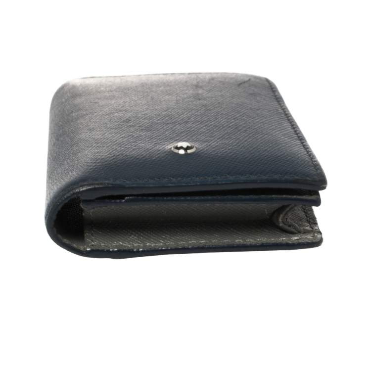 مملوكة مسبقًا Montblanc Blue/Grey Leather Meisterstück Card Holder