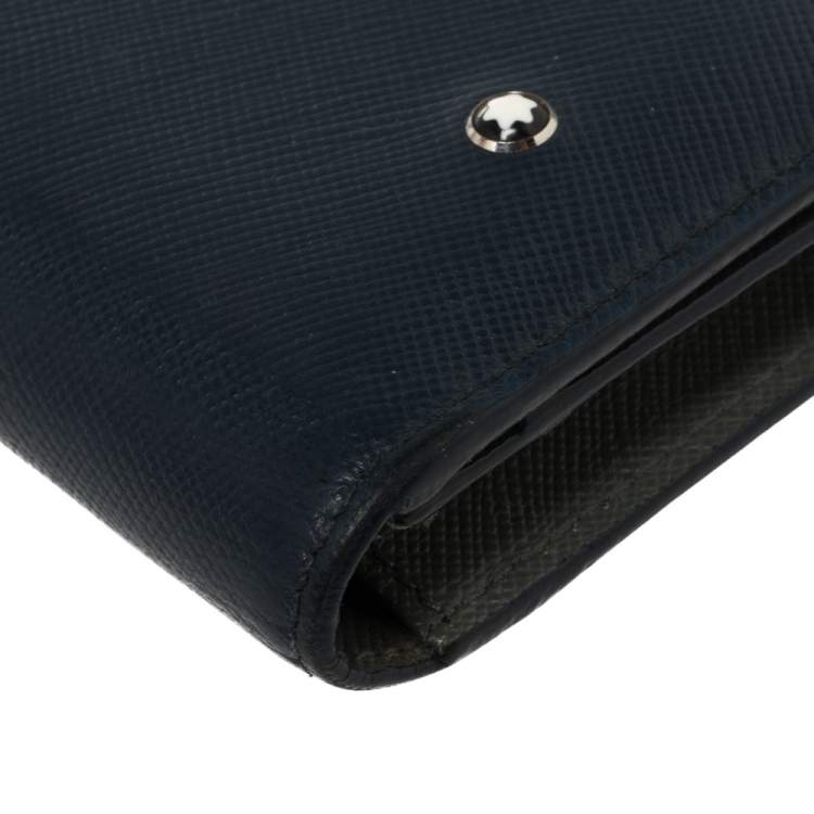 مملوكة مسبقًا Montblanc Blue/Grey Leather Meisterstück Card Holder