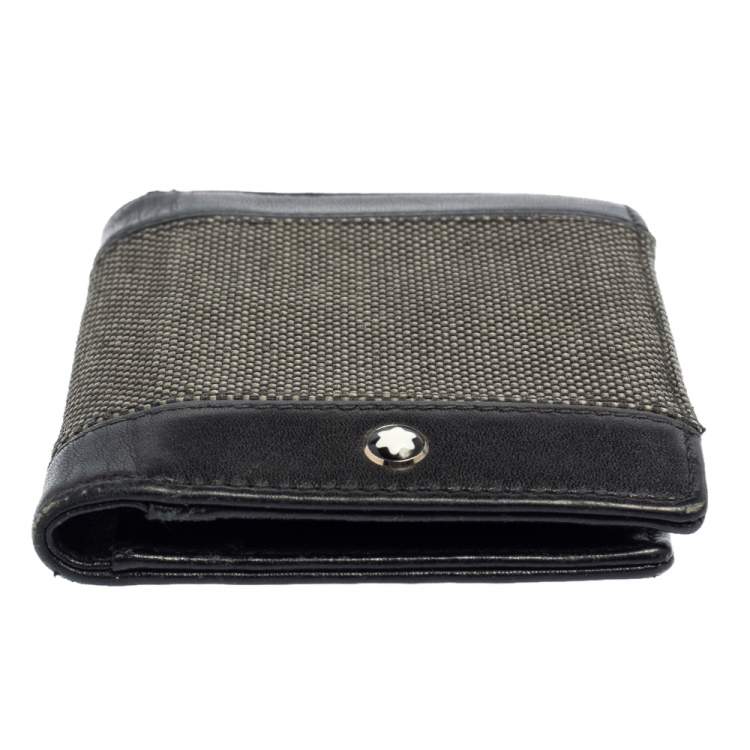 �مملوكة مسبقًا Montblanc Black Canvas and Leather Meisterstuck Business Card Holder