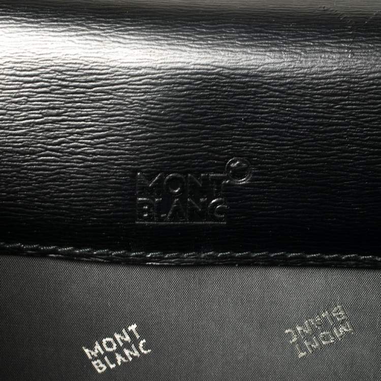 Pre Owned Montblanc Black Textured Leather Westside Triple Gusset Briefcase