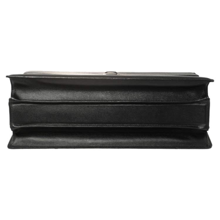 Pre Owned Montblanc Black Textured Leather Westside Triple Gusset Briefcase
