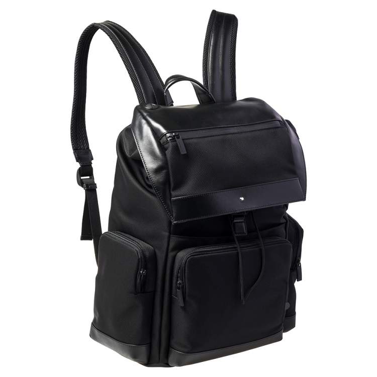 Pre Owned Montblanc Black Nylon and Leather Large Nightflight Backpack