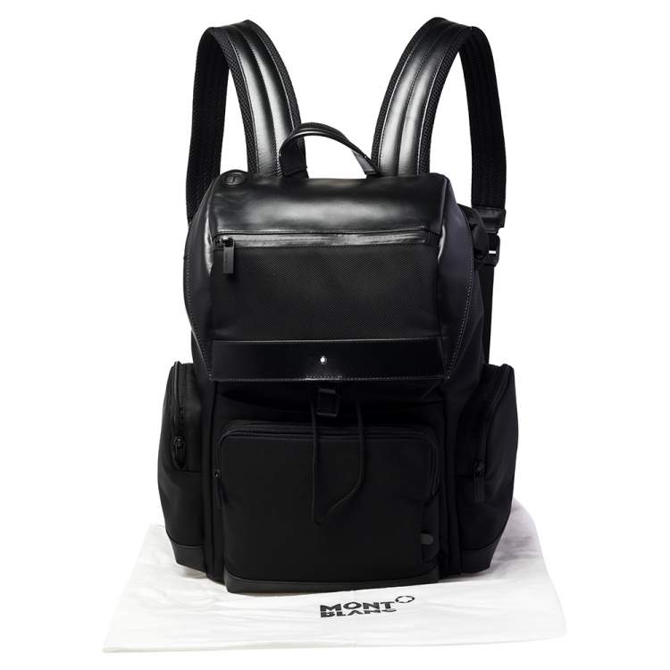 Pre Owned Montblanc Black Nylon and Leather Large Nightflight Backpack